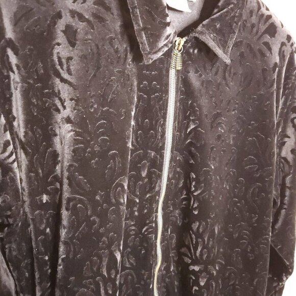 Teddi Vintage Womens Black Velour Full Zip Textured Jacket Small - Picture 3 of 6